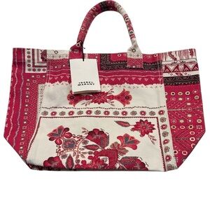 Isabel Marant Floral Red and Cream Yenky Tote